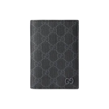 GUCCI Canvas Passport Holder Unisex Black