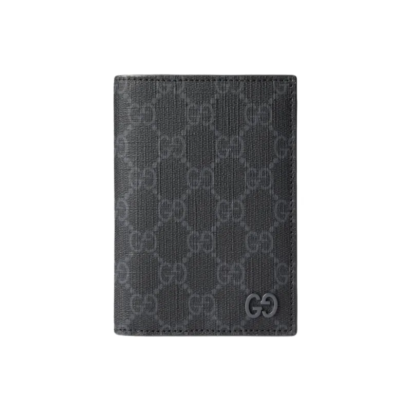 GUCCI Canvas Passport Holder Unisex Black-0