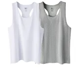 2 Pack (White+Heather Gray) 100% cotton Moisture-Wicking/Athletic Fit/Slim Fit