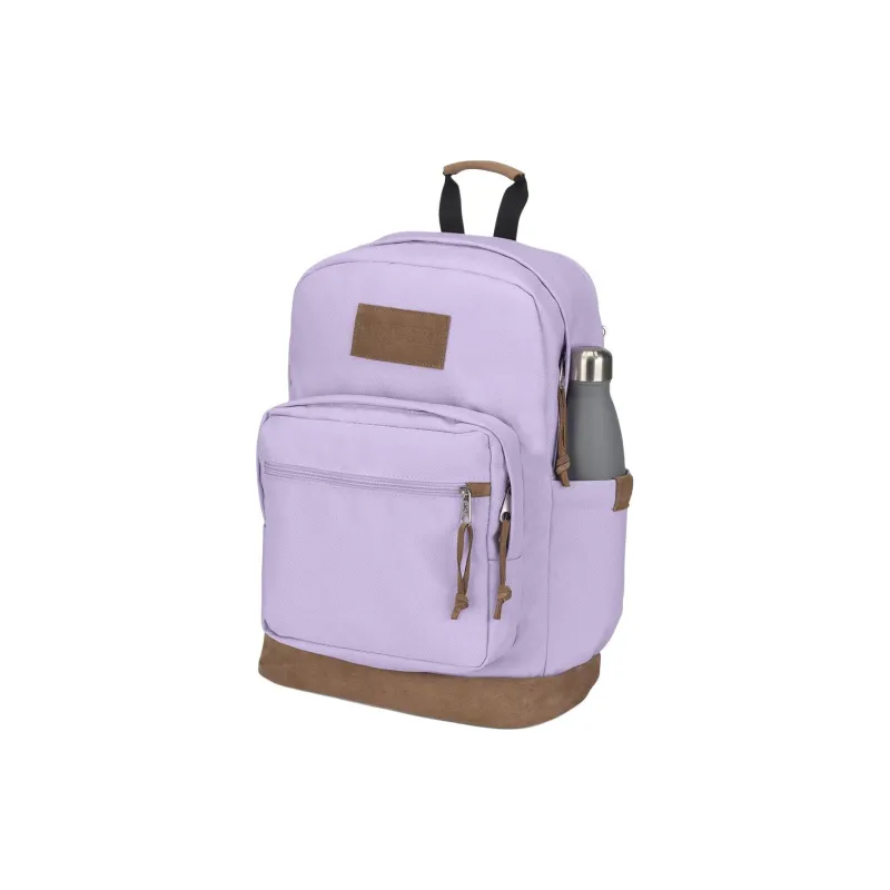 JanSport Suede Leather Backpack Unisex Light Purple-2