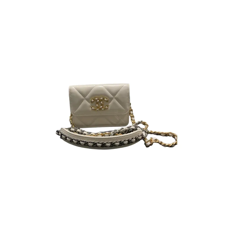 CHANEL Bright Color Lambskin Chain Bag, Clutch, Shoulder Bag, Crossbody Bag Women's White-0