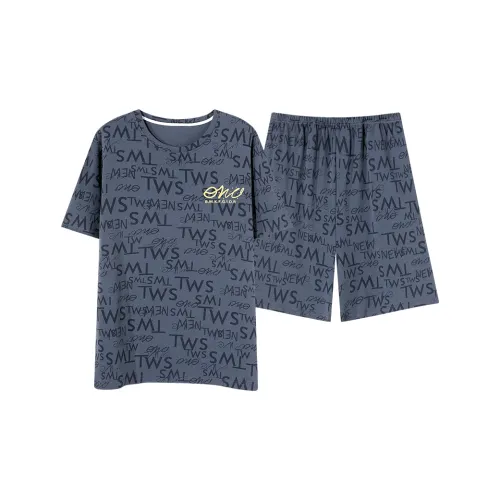 The Story Of The Flower Season Pajama Set Men's Navy Blue