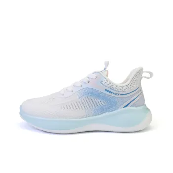 DEERWAY Breathable Lightweight Height Increasing Low-Top Running Shoes Women's White Blue