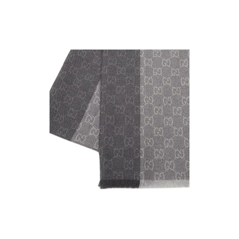 GUCCI Wool Knit Scarves Women's Gray-2