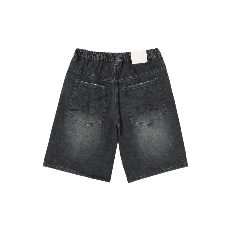 LOOKUN Denim Shorts Unisex Black-1