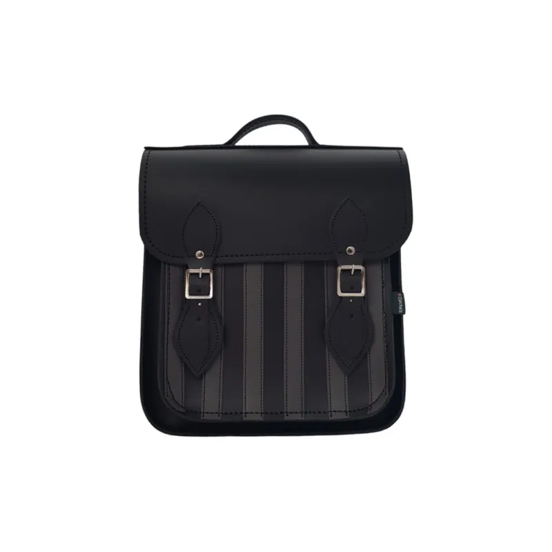 Zatchels Leather Backpack Small Size Unisex Gray & Black-0