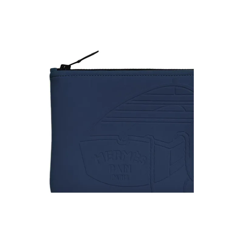 HERMES Polyamide Clutch Small Size Women's Deep Sea Blue-2