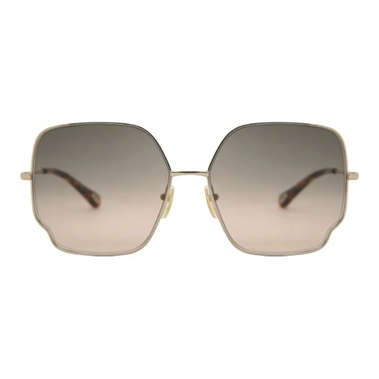 Chloe Metal Irregular Shape Sunglasses Women's Gold-1
