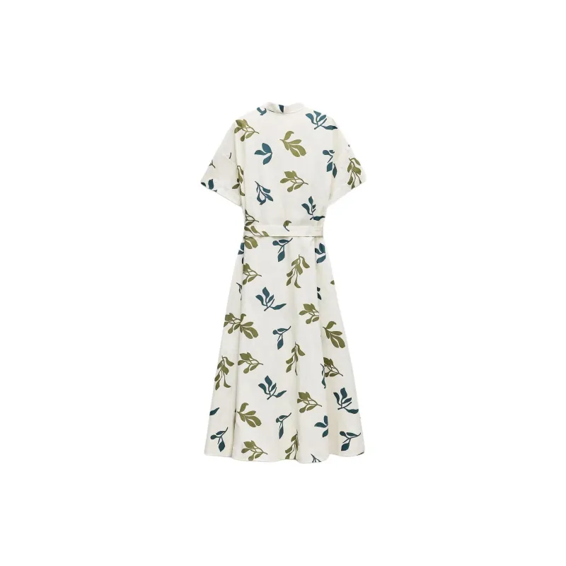 ZARA Short Sleeved Dress Women's White-1