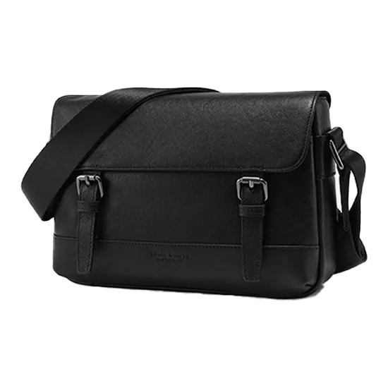 PIERRE CARDIN Top Grain Cow Leather Crossbody Bag Men's Black-1