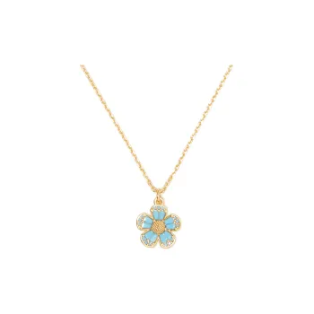 Kate Spade Metal Cubic Zirconia Necklaces Women's Gold/Blue