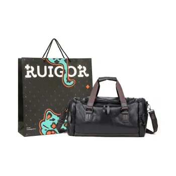 RUIGOR PU Leather Storage Bag Travel Bag Luggage Bag Gym Bag Handbag Regular Unisex Black
