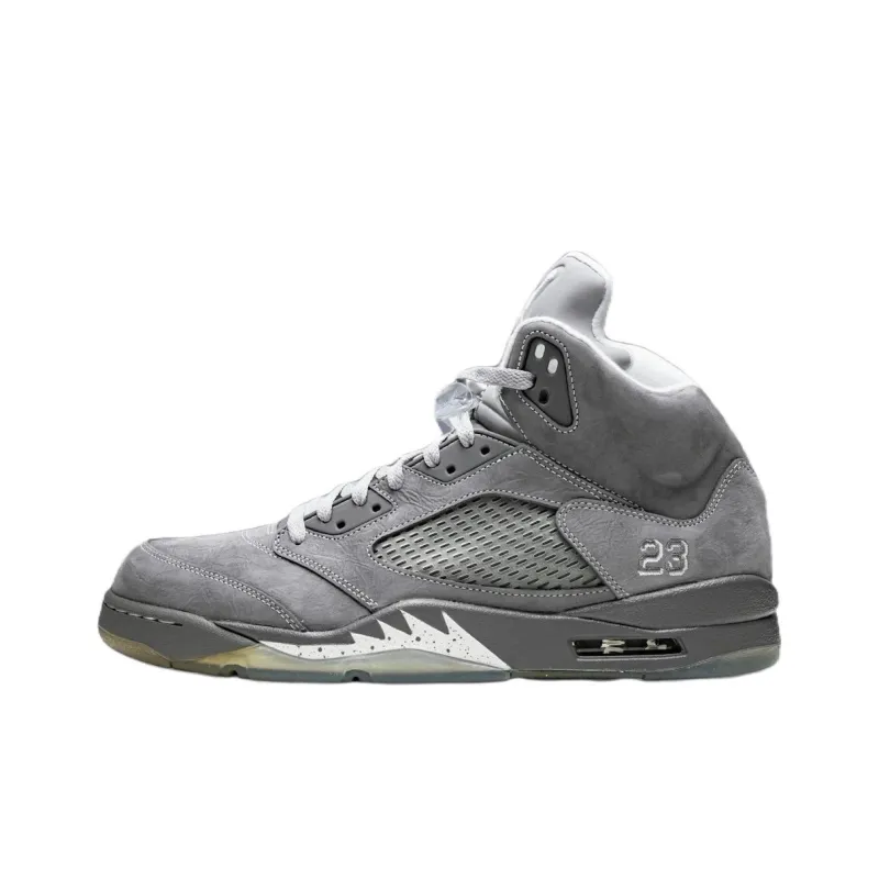 Jordan Air Jordan 5 'Wolf Grey' Anti-Slip Wear-Resistant Mid-Top Vintage Basketball Shoes Men's Gray-0