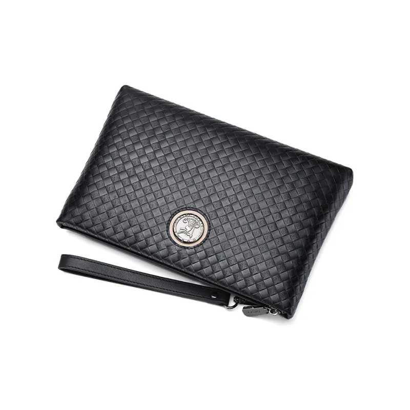 GUSKI Cow Leather Large Capacity, Trendy Multiple Card Slots Briefcase Regular Men's Black-4