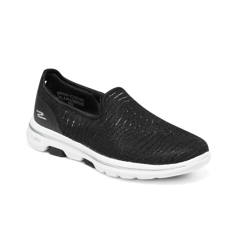 Skechers Go Walk 5 Anti Slip Wear Resistant Breathable Lightweight Low Top Casual Shoes Women's Black White-3