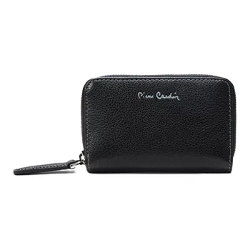 PIERRE CARDIN Top Grain Cow Leather Office Travel Wallet Men's Black