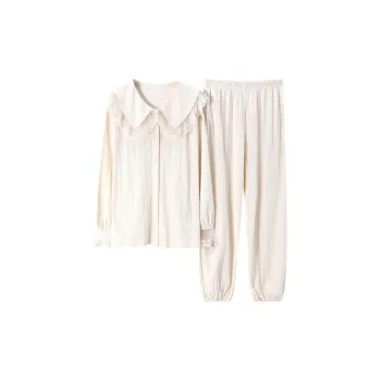 MIIOW Pajama Set Women's Milk White Lace Trim