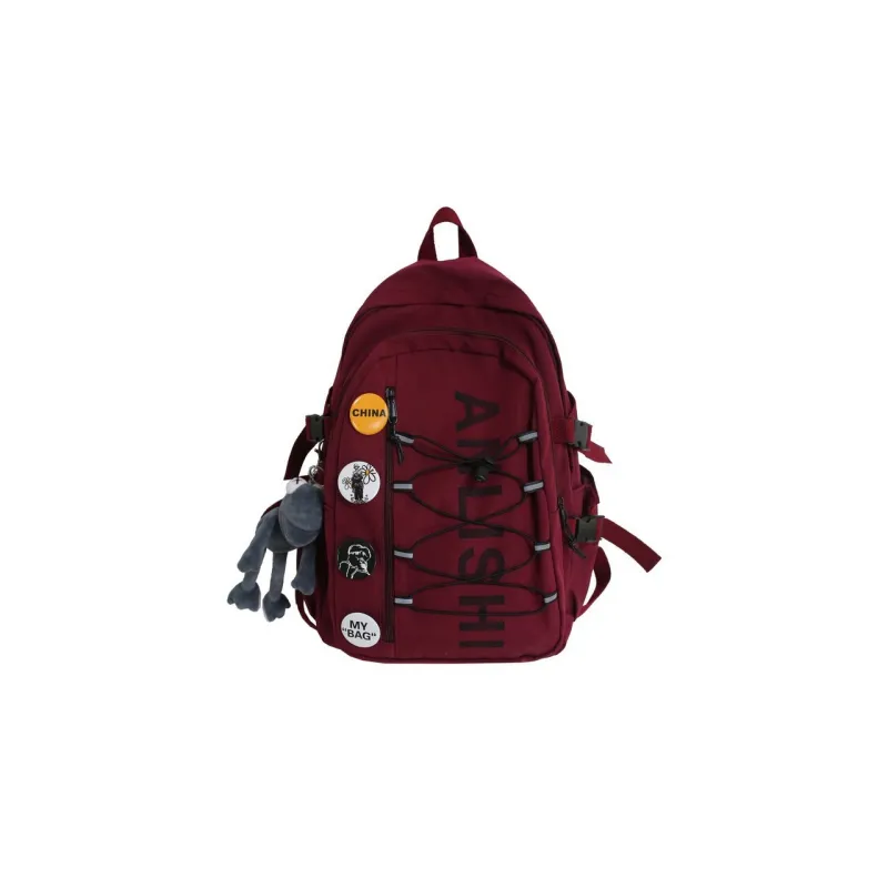GEERDUN Nylon Backpack Unisex Yellow/Burgundy/Black/Ecru-2