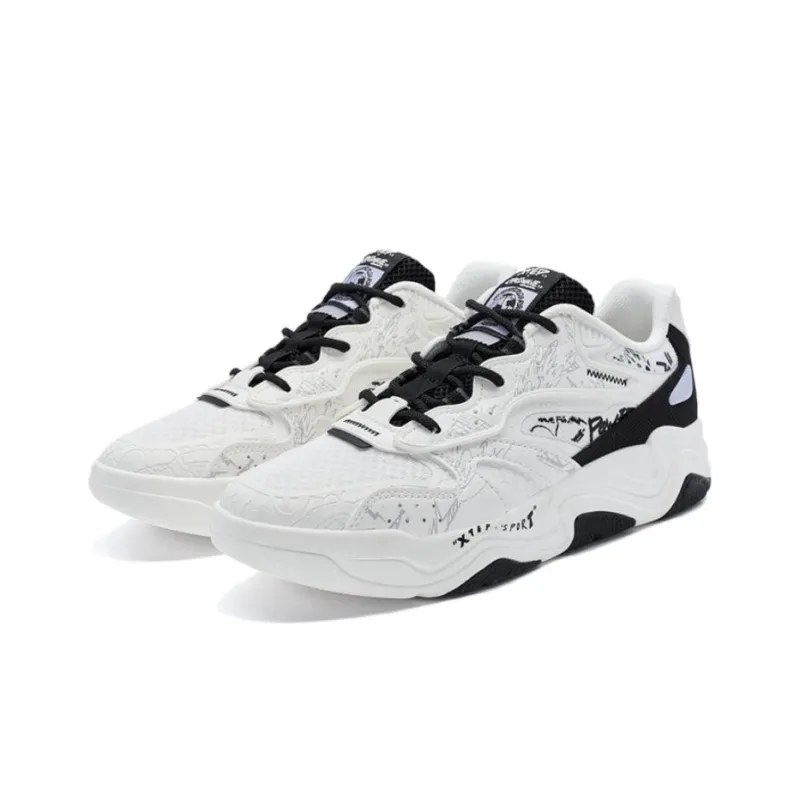 XTEP Undercurrent 3.0 Skateboard Shoes Women's Low Top Canvas White/Black/Snow Cyan Purple-2