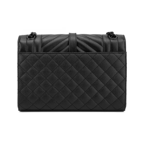 SAINT LAURENT ENVELOPE Quilted Grain Embossed Leather Envelope Bag Shoulder Bag Crossbody Bag Medium Size Women's Black-5