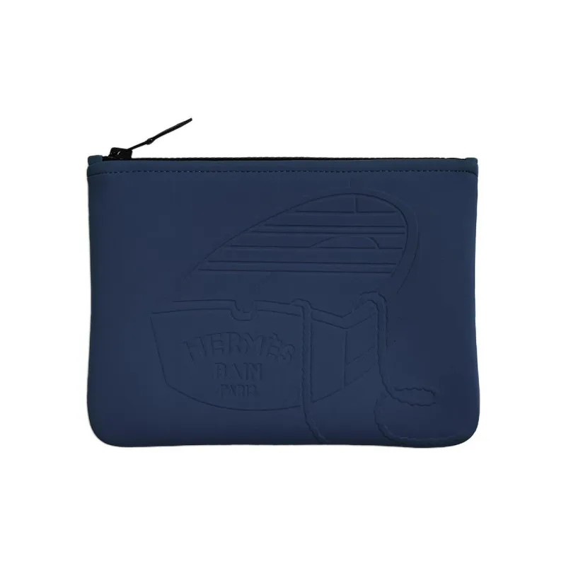 HERMES Polyamide Clutch Small Size Women's Deep Sea Blue-0