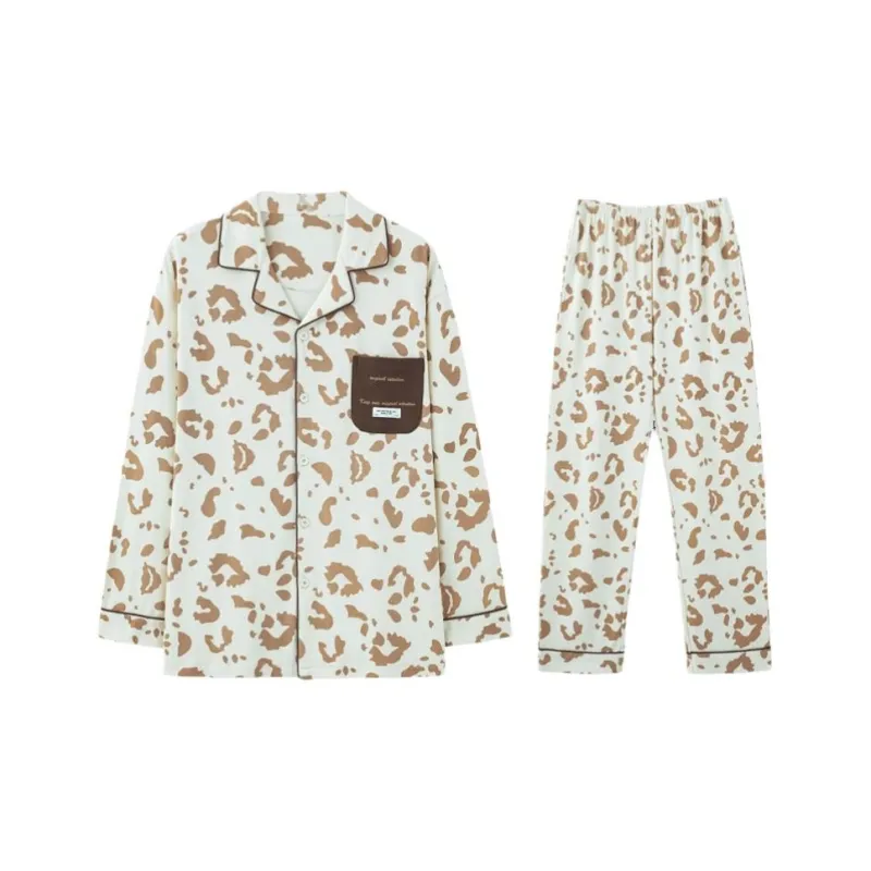 MIIOW Pajama Set Men's Coffee Pattern English-0