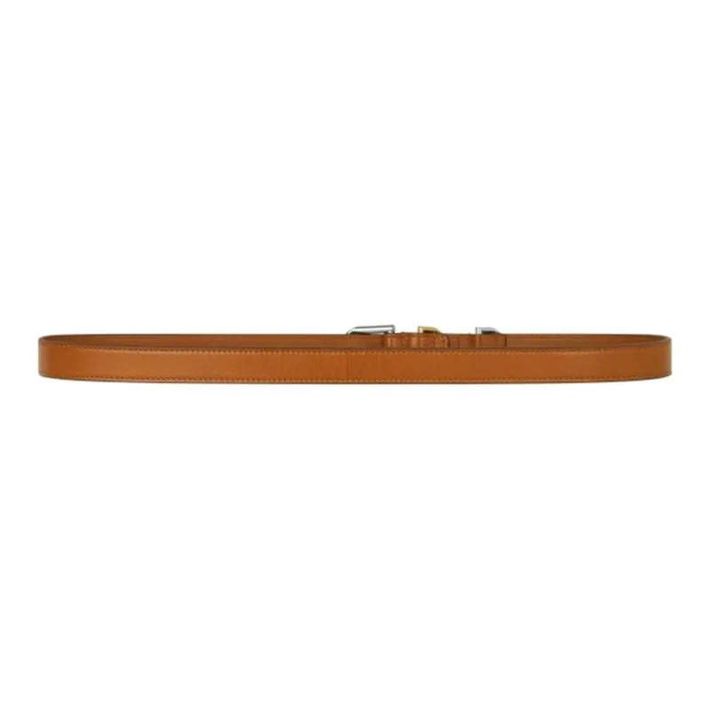 GIVENCHY Badge Logo Pin Buckle Calfskin Leather Belts Women's Brown Width: 2cm-1