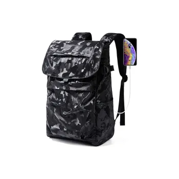 TTaG．baG Waterproof Oxford Backpack Unisex Glossy Camouflage Black/Classic Black