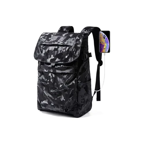 TTaG．baG Waterproof Oxford Backpack Unisex Glossy Camouflage Black/Classic Black