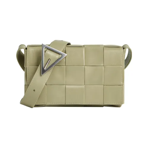 Bottega Veneta CASSETTE Cow Leather Shoulder Bag Small Size Men's Limestone Green