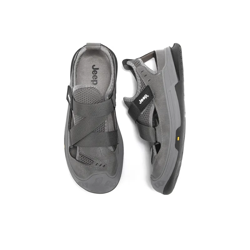Jeep Abrasion Resistant Lightweight Breathable Quick Dry Slip Resistant Odor Resistant River Trekking Shoes Men's Gray-3