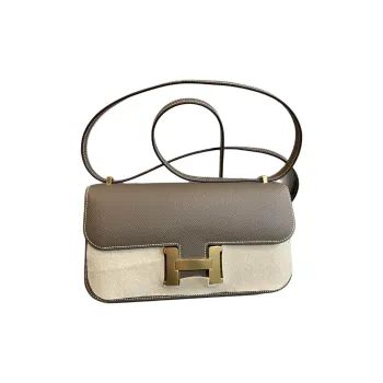 HERMES Epsom Leather Shoulder Bag Crossbody Bag Women's 18 Etoupe Elephant Gray