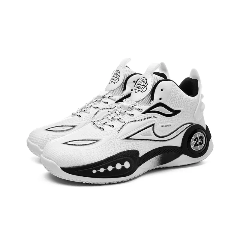 Black tailed Deer Shock Absorbers With Slip Resistant Features High Top Basketball Shoes Unisex-17