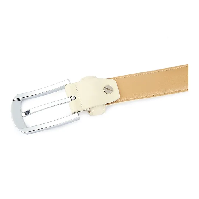 TUCANO Slim Pants With Korean Style Sweet Style Bovine Split Transfer Leather Leather Belts Women's Black/Ecru 2.4cm-7