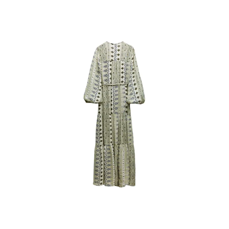ZARA Long Sleeved Dresses Women's Green-1