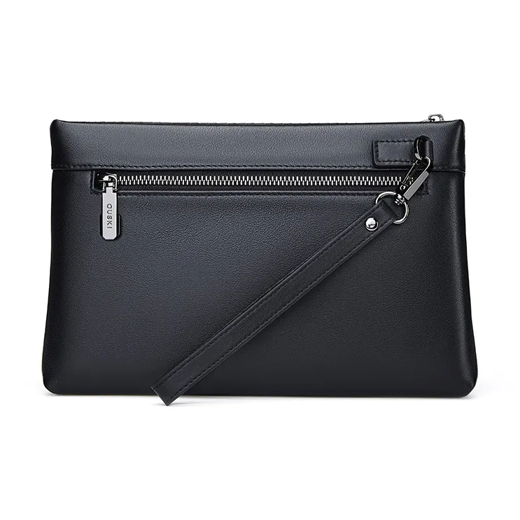 GUSKI Cow Leather Large Capacity, Trendy Multiple Card Slots Briefcase Regular Men's Black-2