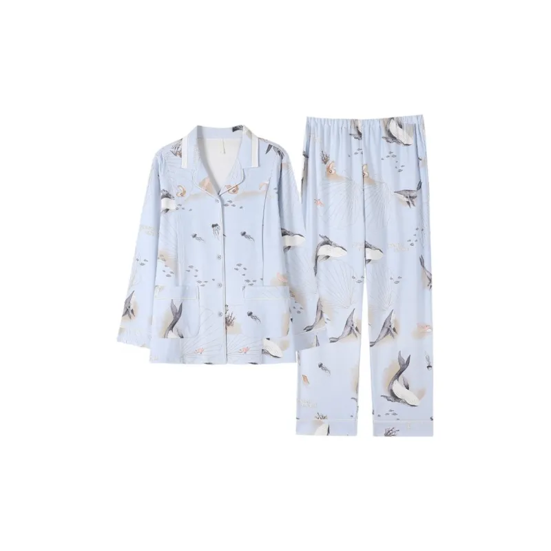 MIIOW Pajama Set Women's Blue Whale-0