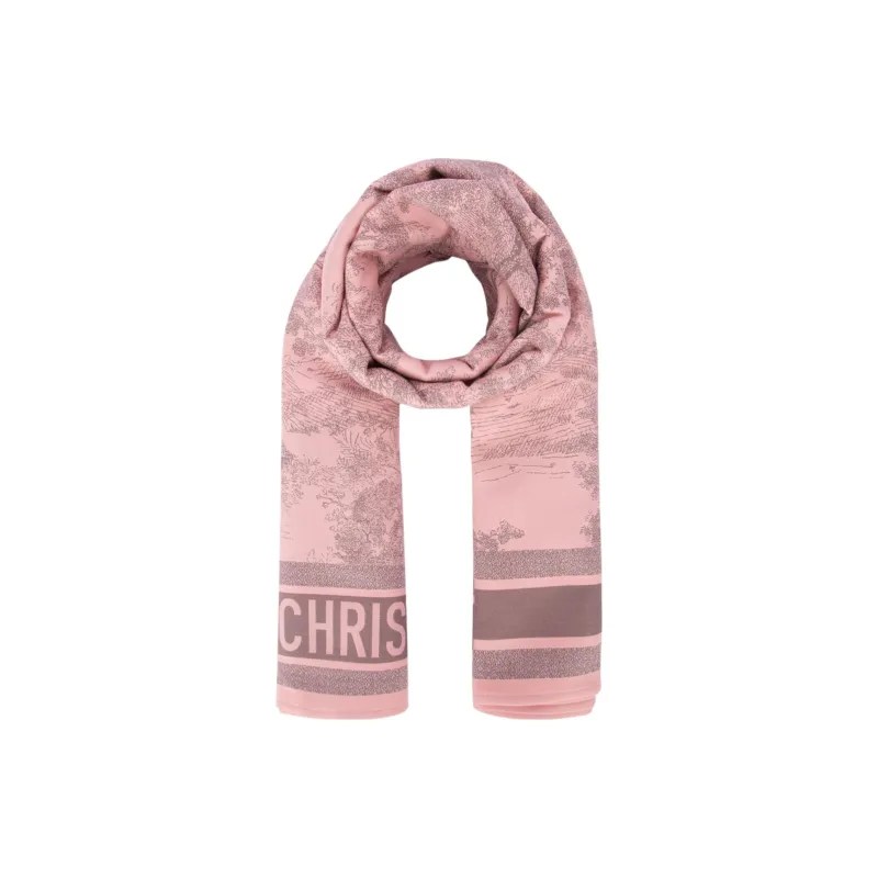 DIOR Cotton Knit Scarves Unisex Pink-0