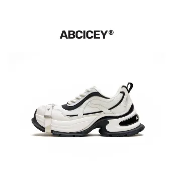 ABCICEY Chunky Sneakers Unisex Low Top Black/White