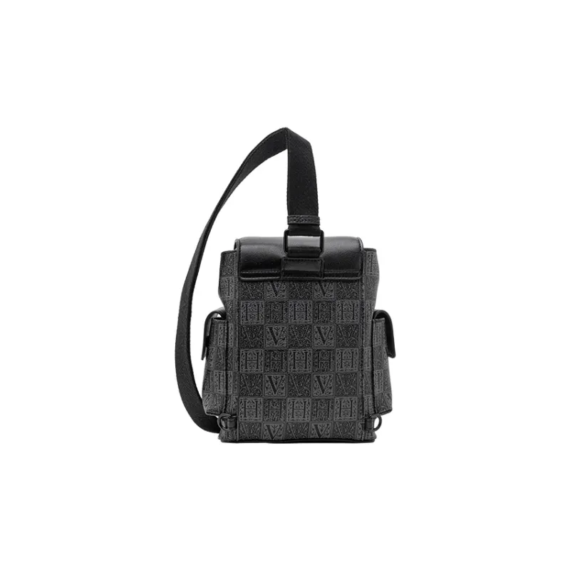 VANESSA HOGAN Monogram Cow Leather Sling Bag Small Size Unisex Black-2
