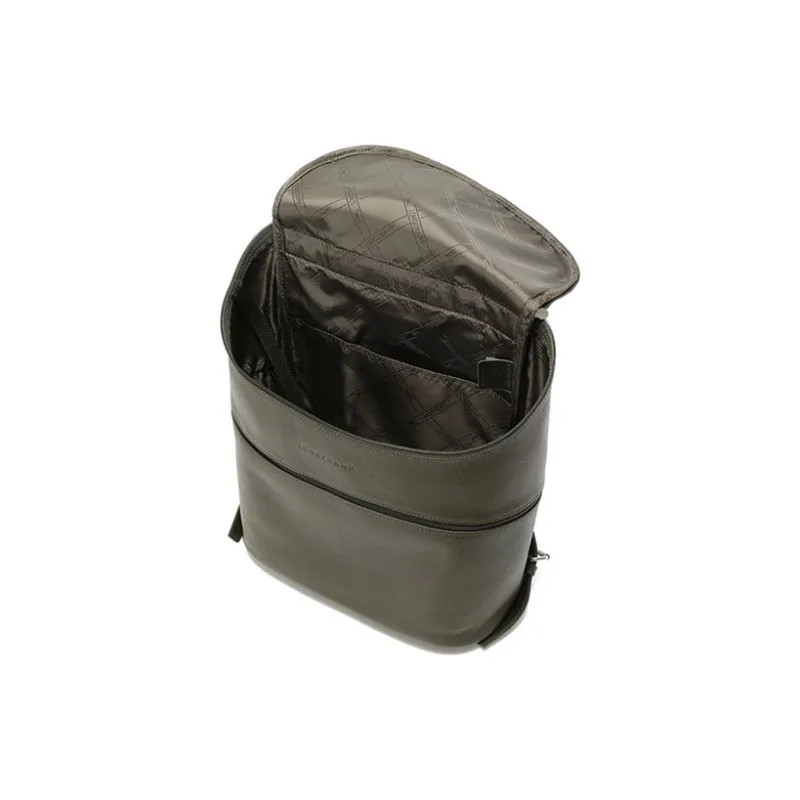 LONGCHAMP Le Foulonné Cow Leather Backpack Unisex Khaki Green-5