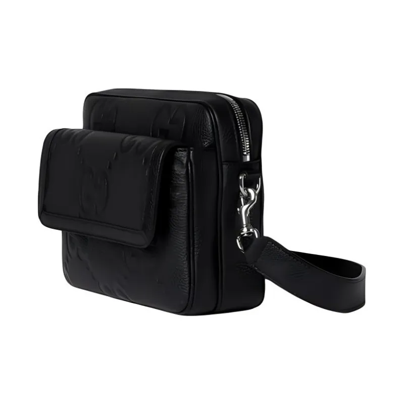 GUCCI Leather Shoulder Bag, Crossbody Bag Trumpets Unisex Black-1