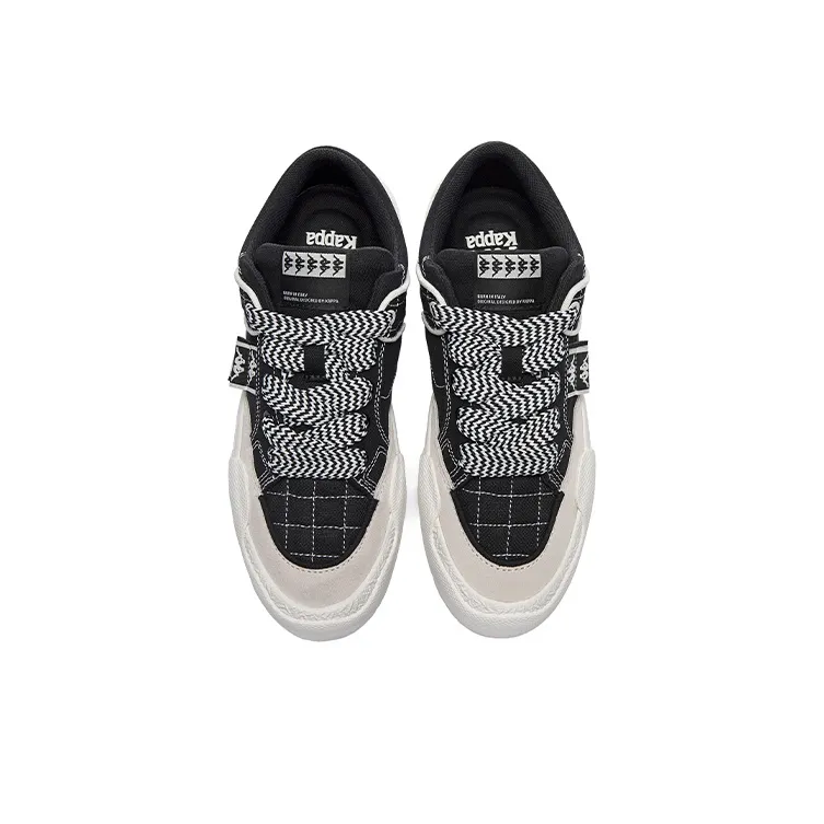 Kappa Slip Resistant Low Top Skateboard Shoes Unisex Black White-3