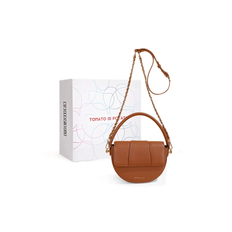 TOMATO&POTATO Cow Leather Shoulder Bag Women's Ecru/Brown/Green-7