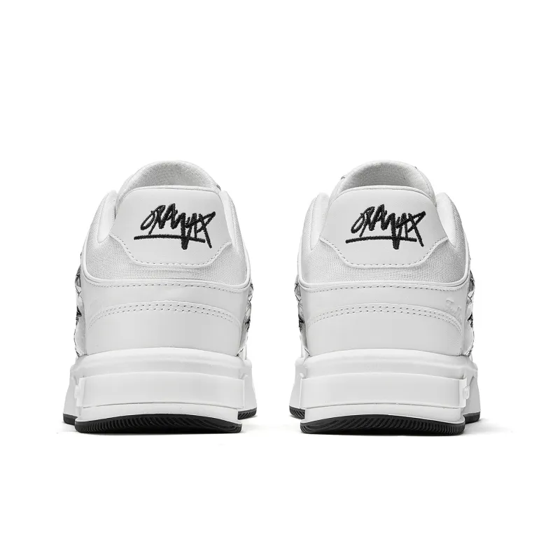 ON MAX Small Sailboat Collection, Starry Sky Abrasion Resistant Height Increasing Low Top Skateboard Shoes Unisex White-4