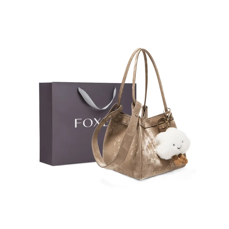 FOXER Synthetic Leather Bucket Bag Handbag Regular Women's Silver Shadow Shimmer/Champagne Phantom/The Wizard Of Oz-4