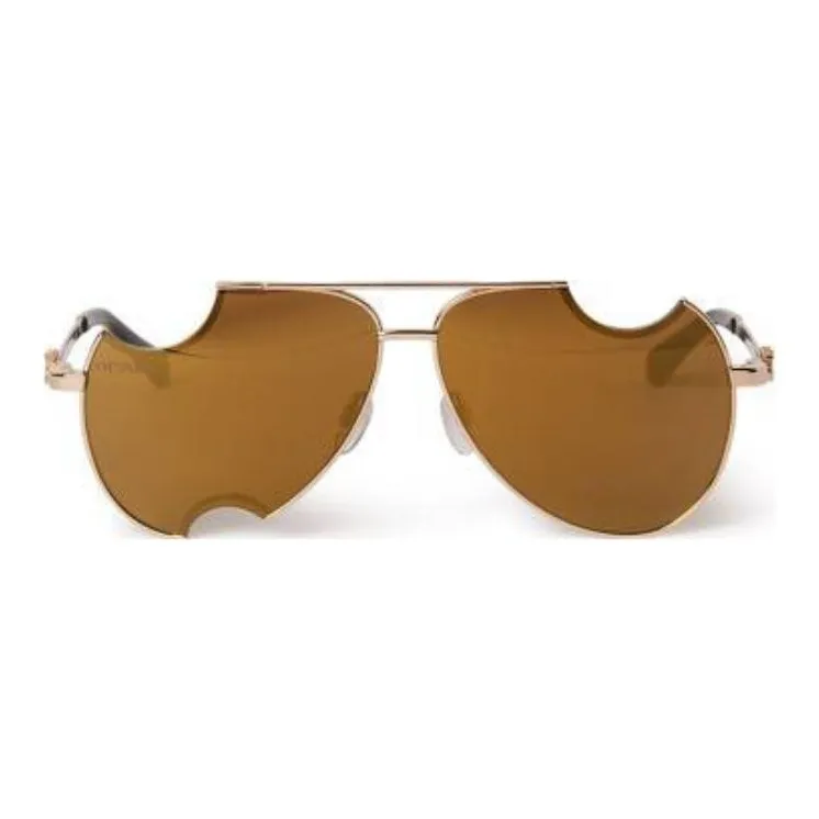 OFF-WHITE Irregular Shape Sunglasses Unisex Gold-1