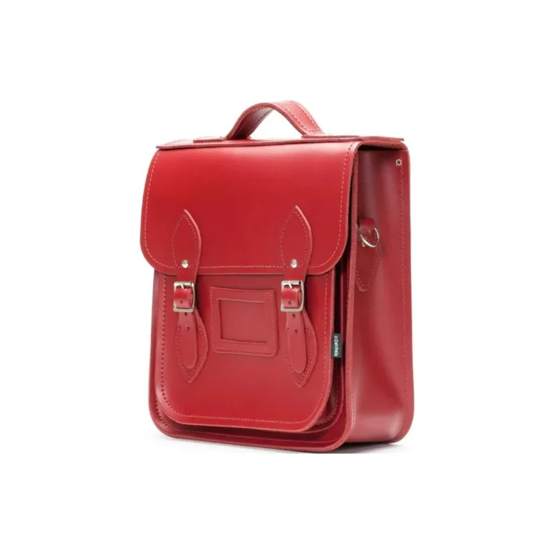 Zatchels Leather Backpack Unisex Red-1