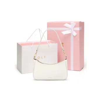 GOLF Cow Leather Shoulder Bag Regular Women's Coconut Milk White/Elegant Black