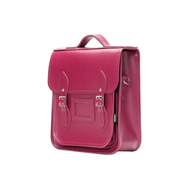 Zatchels Leather Backpack Small Size Unisex Magenta-1